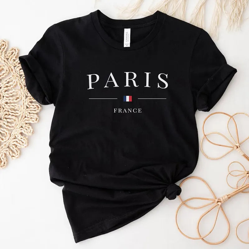 Camiseta Feminina Paris France - Estilo Casual e Confortável