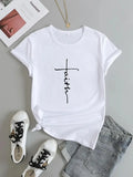Camiseta Feminina Faith Versátil - Religiosa Cruz da Fé